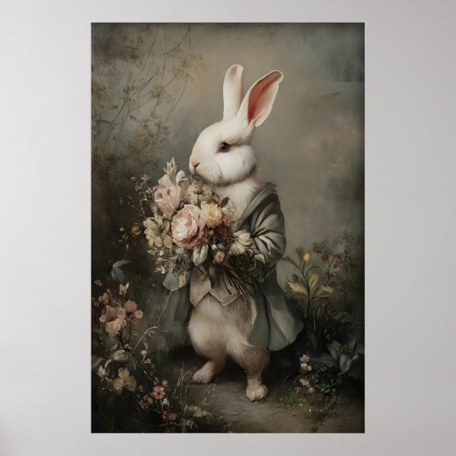 Impresión de chaqueta de conejo victoriano, Pascua (Frente)