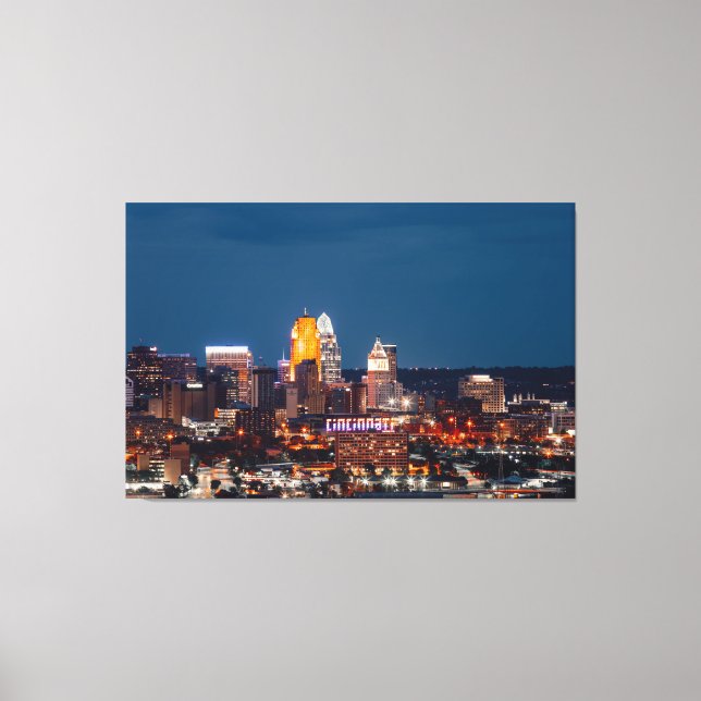IMPRESIÓN DE CINCINNATI SKYLINE SOBRE LAS CANVAS E (Anverso)