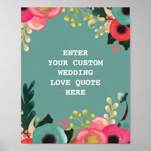 Impresión de citas de amor de Boda floral moderno