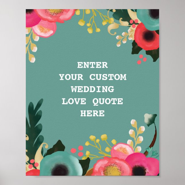 Impresión de citas de amor de Boda floral moderno (Frente)