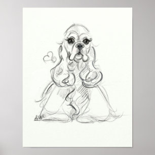 Impresión de Cocker Spaniel Dibujo artístico