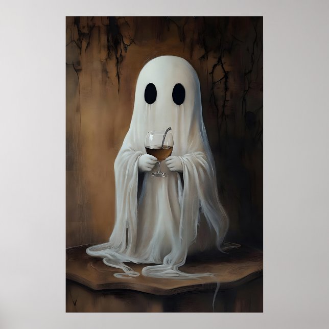 Impresión de cóctel de fantasma bebiendo vino, bar (Frente)