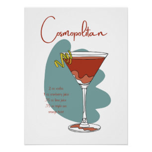Impresión de cocteles cosmopolitas Arte De Pared