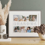 Impresión de colección de nietos de fotografía de<br><div class="desc">Crea un dulce boda para una querida abuela con esta foto impresa de collage. Personalizar con siete fotos. "GRANDMA" aparece en el centro con letras suaves y grises con los nombres de sus nietos, o un mensaje personalizado, puesto. Perfecto para cumpleaños, Día de la Madre o Día de los Abuelos....</div>