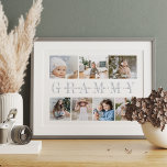 Impresión de colección de nietos de fotografía Gra<br><div class="desc">Crea un dulce boda para una querida abuela con esta foto impresa de collage. Personalizar con siete fotos. "GRAMMY" aparece en el centro con letras suaves y grises con los nombres de sus nietos, o un mensaje de personalizado, puesto. Perfecto para cumpleaños, Día de la Madre o Día de los...</div>
