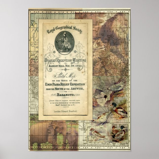 Impresión de collage de la Sociedad Geográfica Rea (Frente)