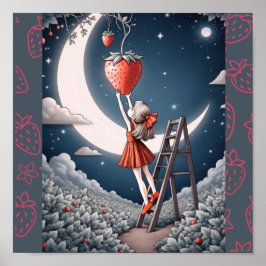 Impresión de color de fresa en la luna