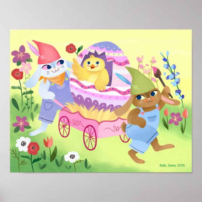 Impresión de conejillos de Pascua y arte de pollue (Frente)