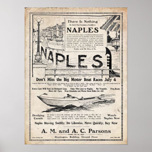 Impresión de construcción de Nápoles California en (Frente)