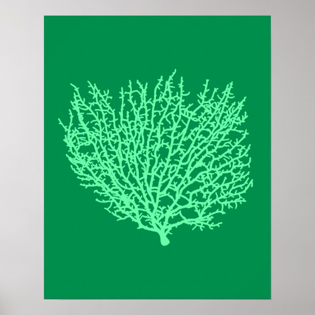 Impresión de coral de fans, verde pálido en verde  (Frente)