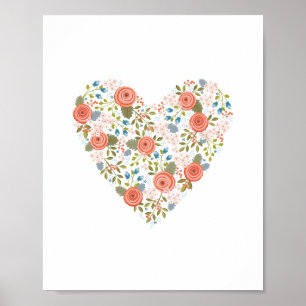 Impresión de corazón de sueño floral encantadora