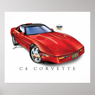 Impresión de Corvette C4, papel Poster semi-brilla