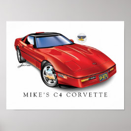 Impresión de Corvettes C4, papel Poster de valor (