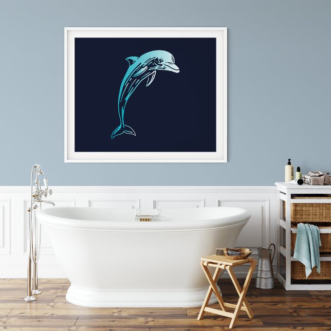 Impresión de creatura de delfín | Impresión en par (Dolphin Coastal Wall Art Poster Print | Sea Creatures)