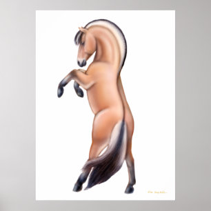 Impresión de cría de caballos de fiordo noruego