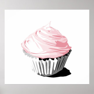 Impresión de cupcake rosa