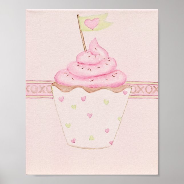 Impresión de Cupcake Rosa 8 x 10 (Frente)