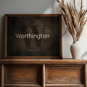 Impresión de decoración de granja de apellido de c