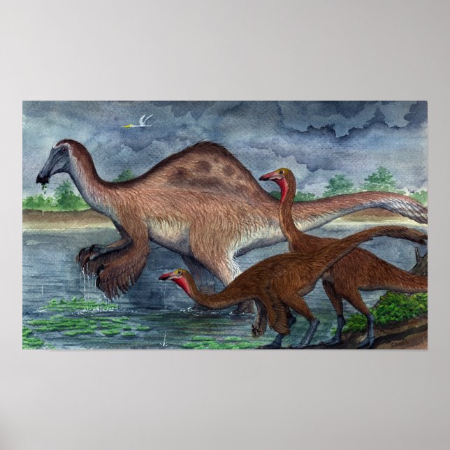 Impresión de Deinocheirus y Gallimimus (Frente)