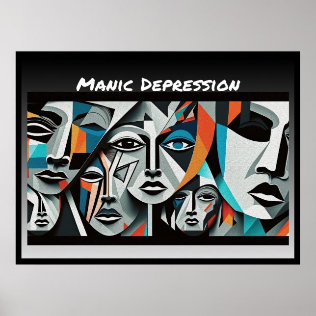 Impresión de depresión maníaca, papel Poster de va (Frente)