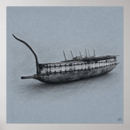 Impresión de dibujo archivístico de canoa Madang