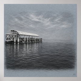 Impresión de dibujo archivístico del muelle y la n