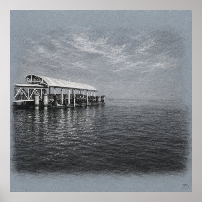 Impresión de dibujo archivístico del muelle y la n (Frente)