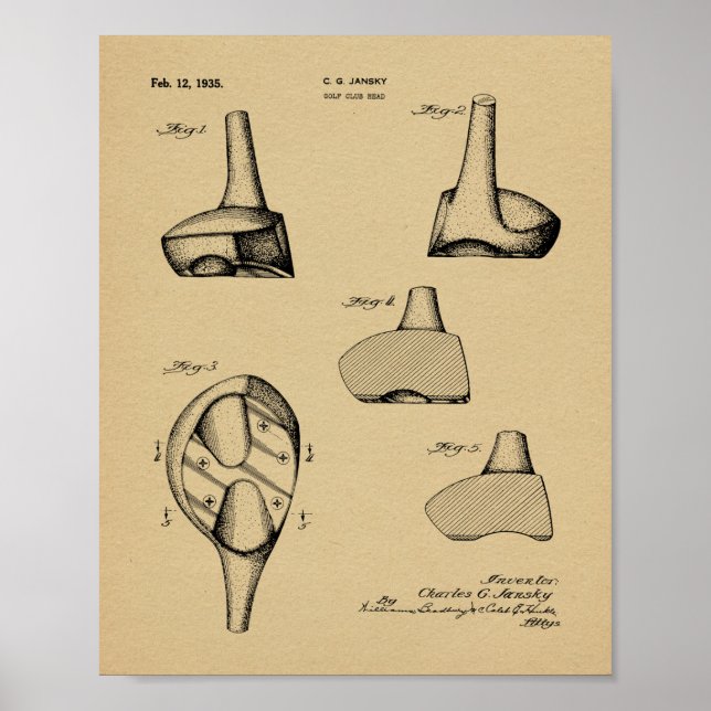 Impresión de dibujo de arte de club de golf de cho (Frente)
