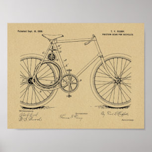 Impresión de dibujo de la patente de arte de bicis