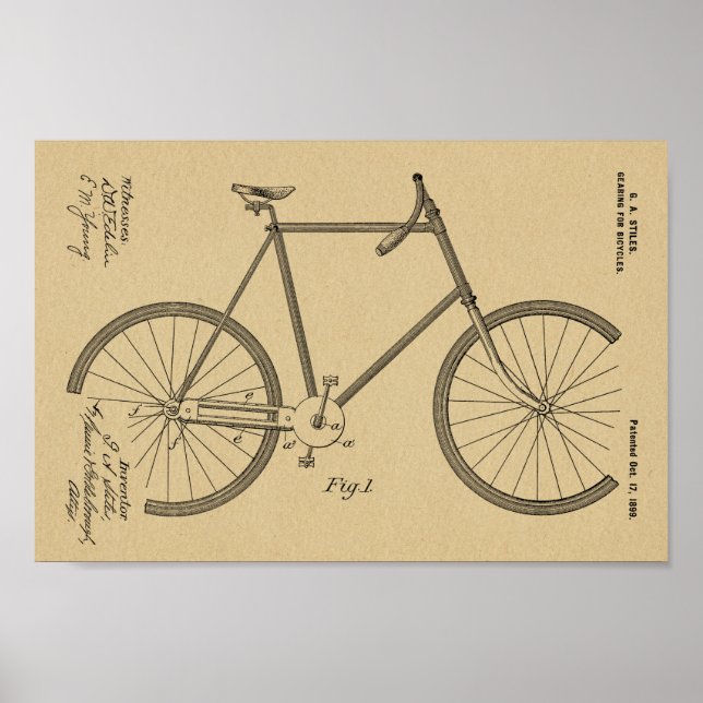 Impresión de dibujo de la patente de arte de cicli (Frente)