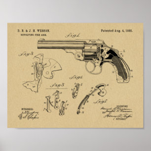 Impresión de dibujo de la patente Wesson Gun 1885