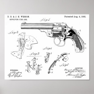 Impresión de dibujo de la patente Wesson Gun 1885