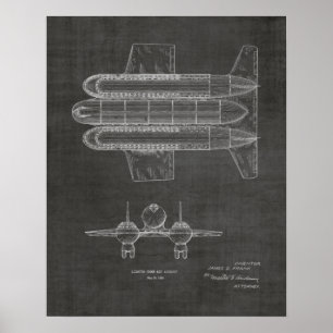 Impresión de dibujo de patente de aeronave de 1950