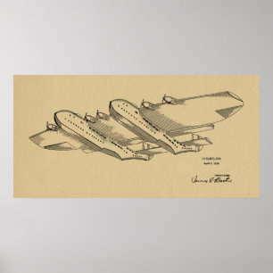 Impresión de dibujo de patente de aeroplano oceáni