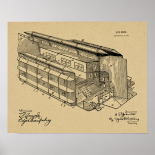 Impresión de dibujo de patente de AirShip volador 