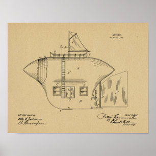 Impresión de dibujo de patente de arte de aeronave