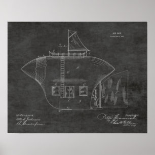 Impresión de dibujo de patente de arte de aeronave