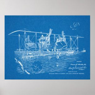 Impresión de dibujo de patente de arte de avión bi