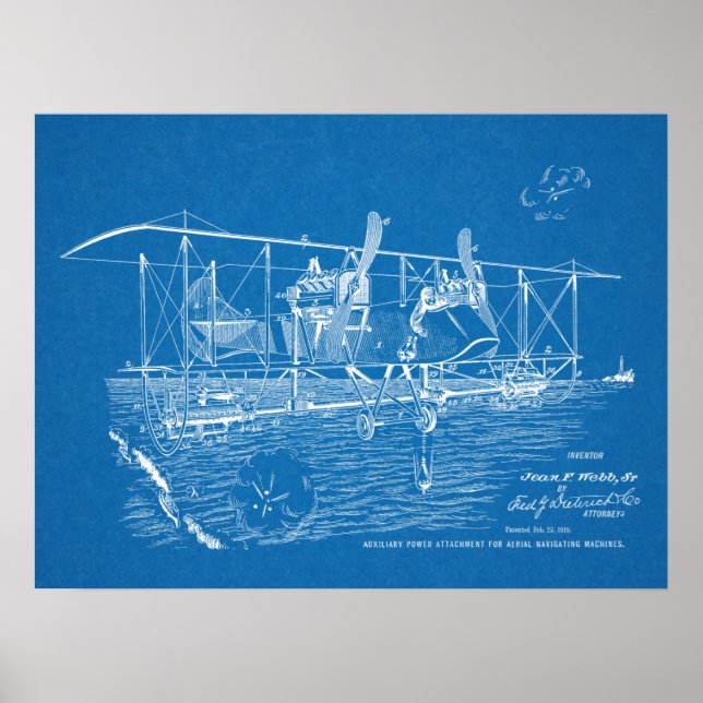 Impresión de dibujo de patente de arte de avión bi (Frente)
