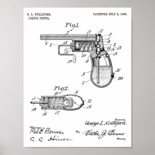 Impresión de dibujo de patente de arte de pistola 