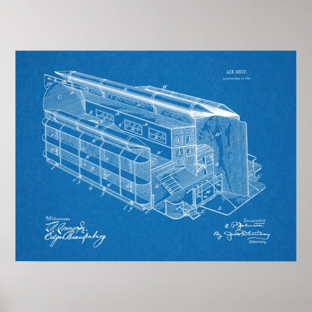 Impresión de dibujo de patente de avión de 1903 (Frente)