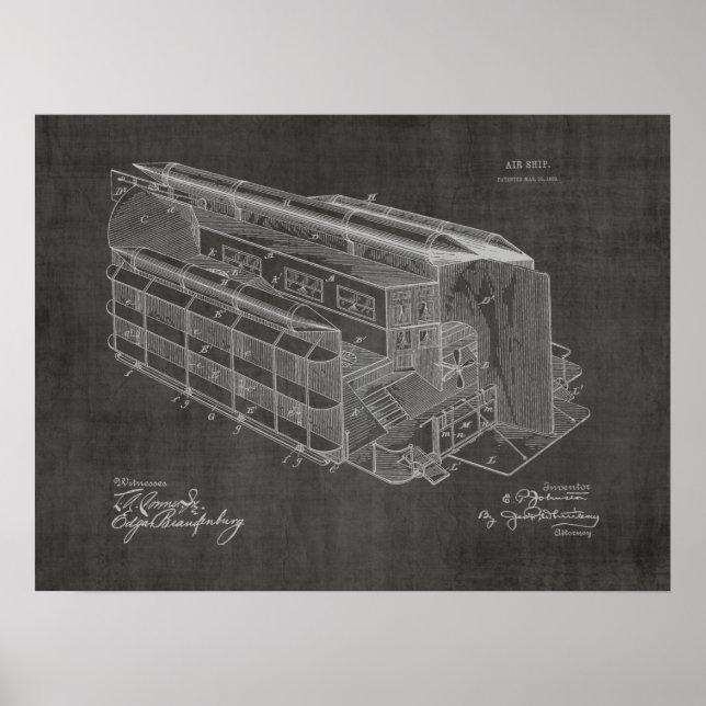 Impresión de dibujo de patente de avión de 1903 (Frente)