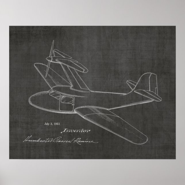 Impresión de dibujo de patente de avión de 1951 de (Frente)