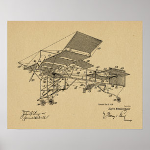Impresión de dibujo de patente de avión de antigüe