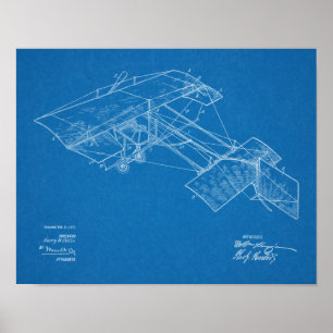 Impresión de dibujo de patente de avión de antigüe