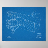 Impresión de dibujo de patente de avión de Biplane