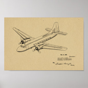 Impresión de dibujo de patente de avión de pasajer