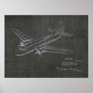 Impresión de dibujo de patente de avión de pasajer