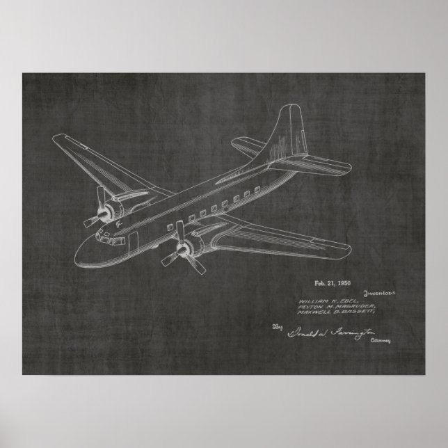 Impresión de dibujo de patente de avión de pasajer (Frente)