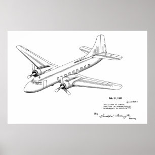 Impresión de dibujo de patente de avión de pasajer